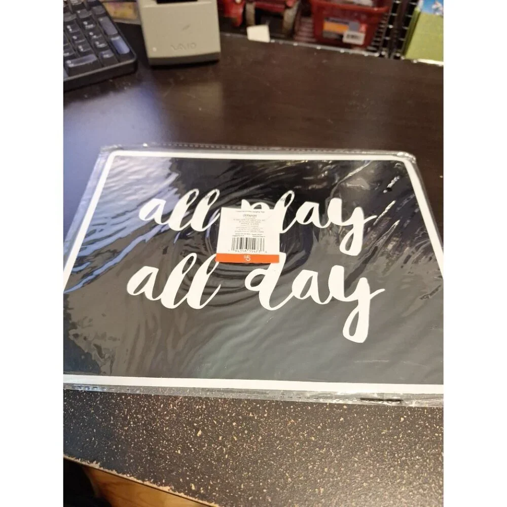 2-Sided No Adults / All Play All Day Metal Tin Sign 8